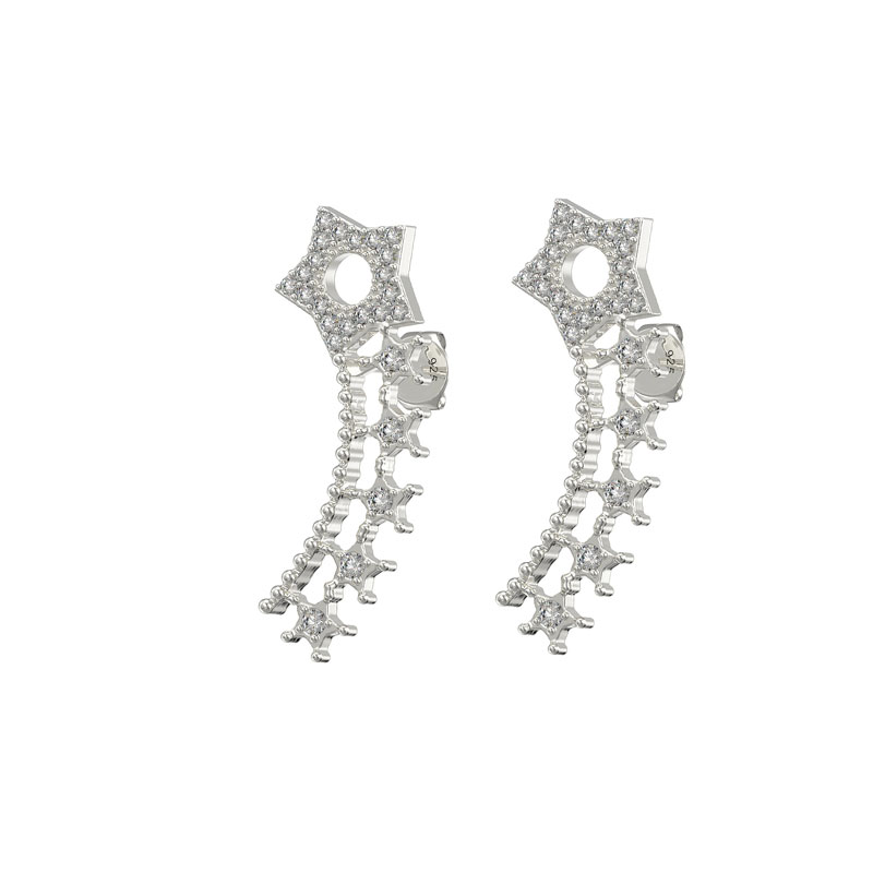 CZ Multiple Star Drop Earrings