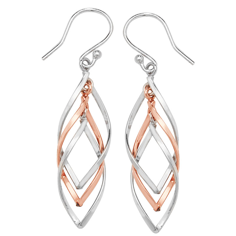 Two Tone Intertwined Drop Earrings