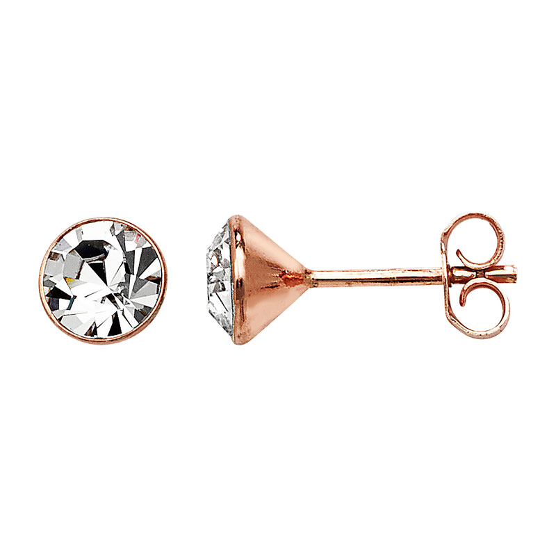 Rose Gold Plated Stud with CZ Clear Stone Earrings