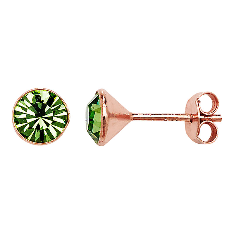 Rose Gold Plated Stud with Emerald Stud Earrings