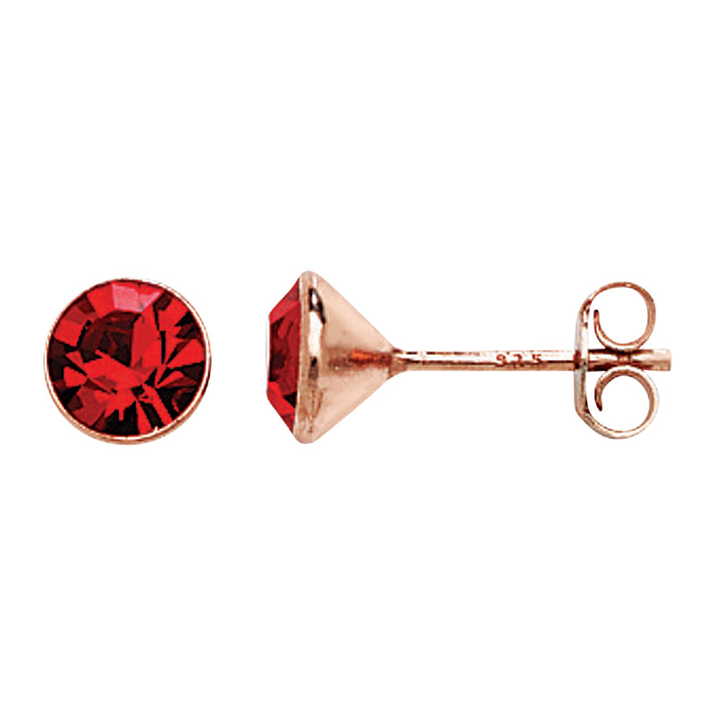 Rose Gold Plated Stud with ruby Stone Earrings