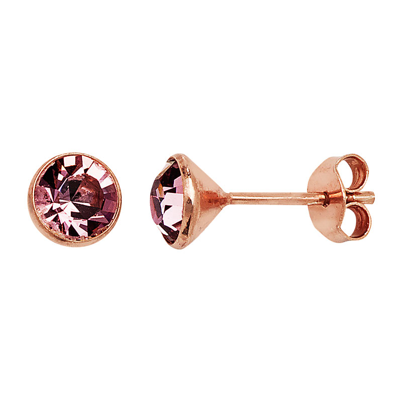 Rose Gold Plated Stud with light Amethyst CZ Stone