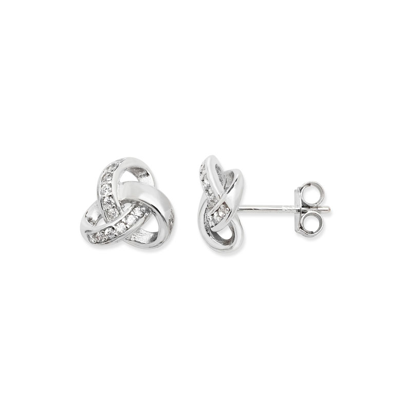 CZ Knot Stud Earrings