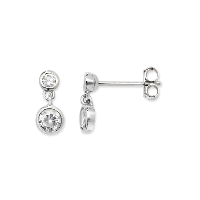 Rhodium Plated Silver Drop Earrings