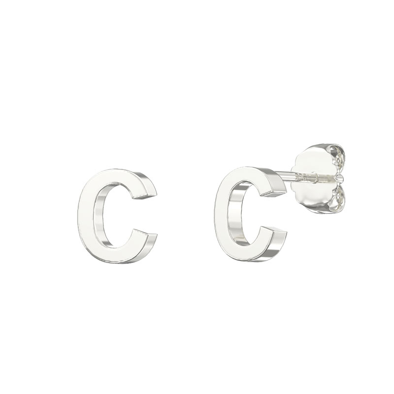 Plain Initial Earrings C