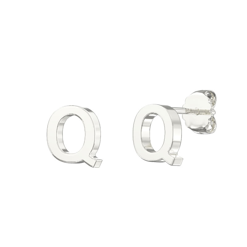 Plain Initial Earrings Q