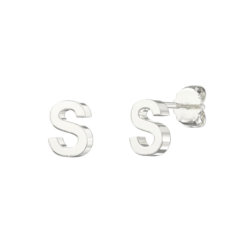 Plain Initial Earrings S