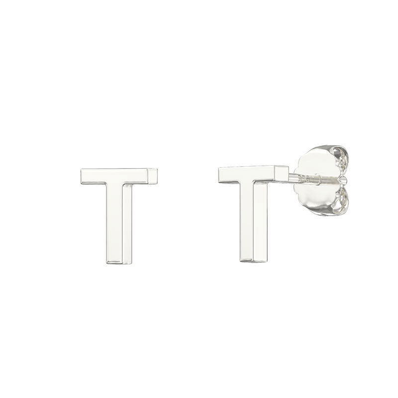 Plain Initial Earrings T