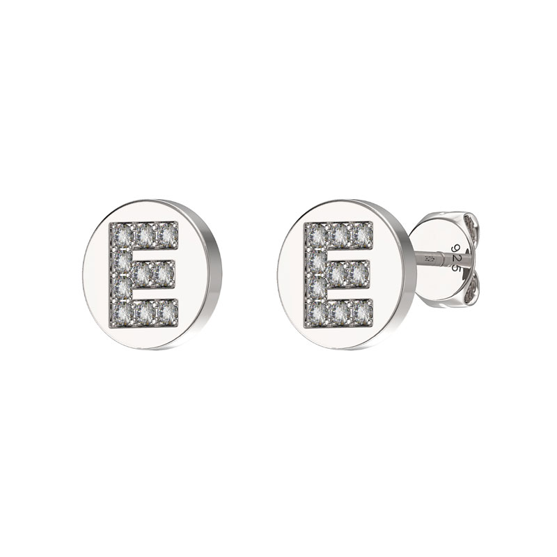 CZ Initial Earrings E