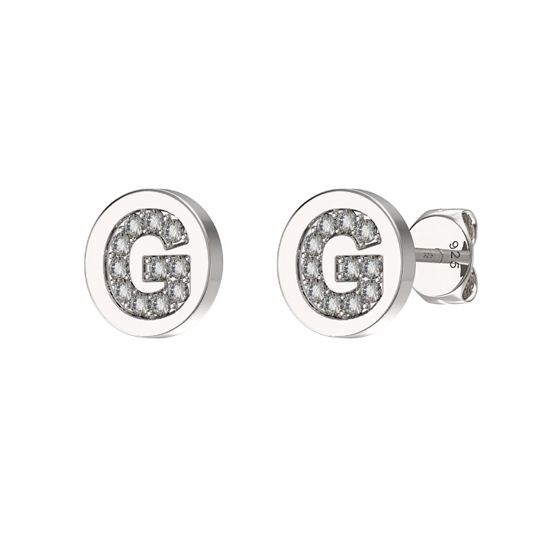 CZ Initial Earrings G