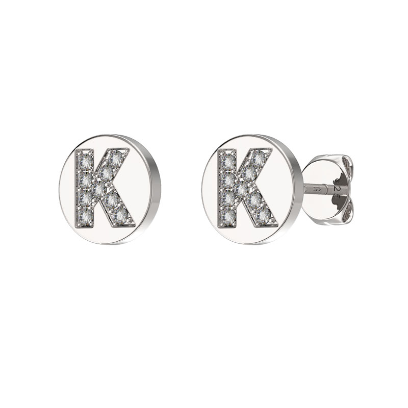 CZ Initial Earrings K