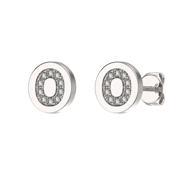 CZ Initial Earrings O