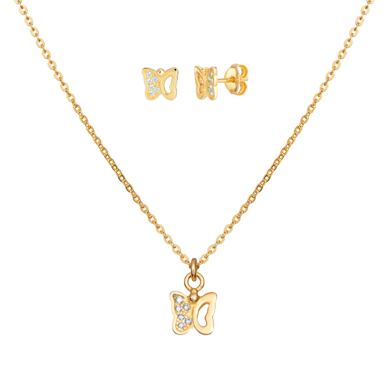 CZ G/PL Ladybird Earring & Necklace Set