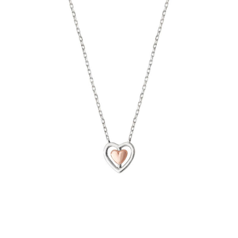 Two Tone Double Heart Necklace