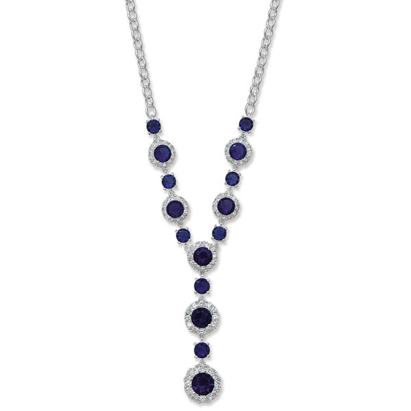 Sapphire and CZ Drop Necklace