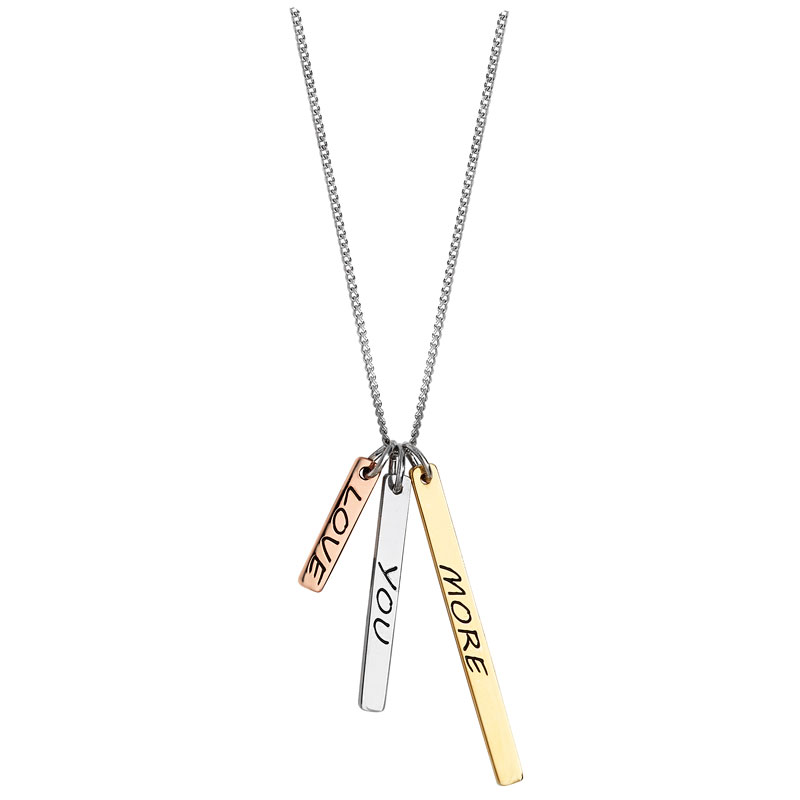 Three tone Love You More Necklace