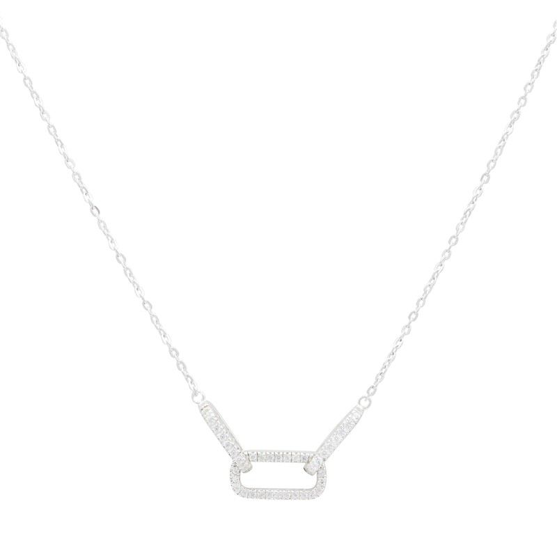 Fancy CZ Rectangle Necklace