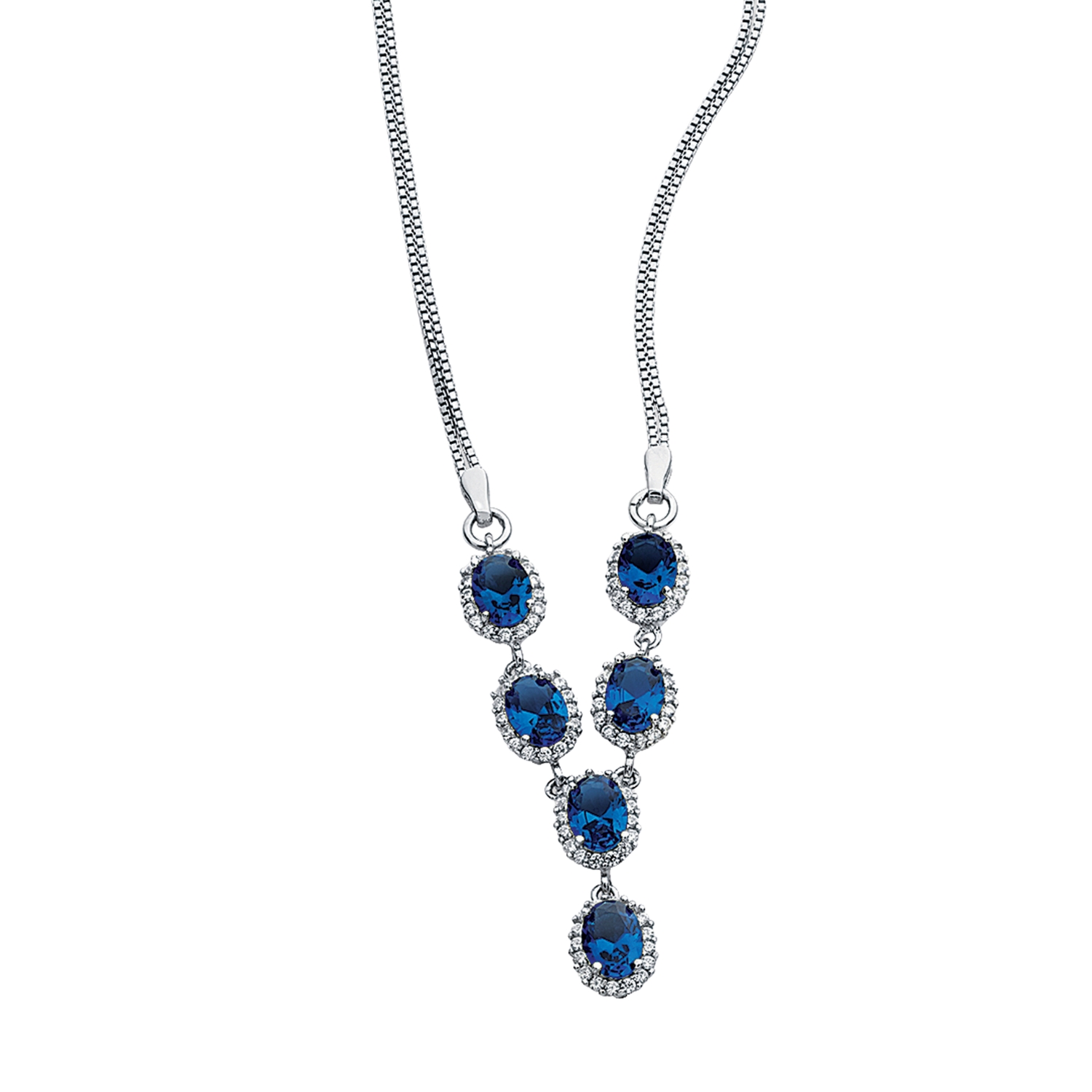 Sapphire Cubic Zirconia Drop Necklace