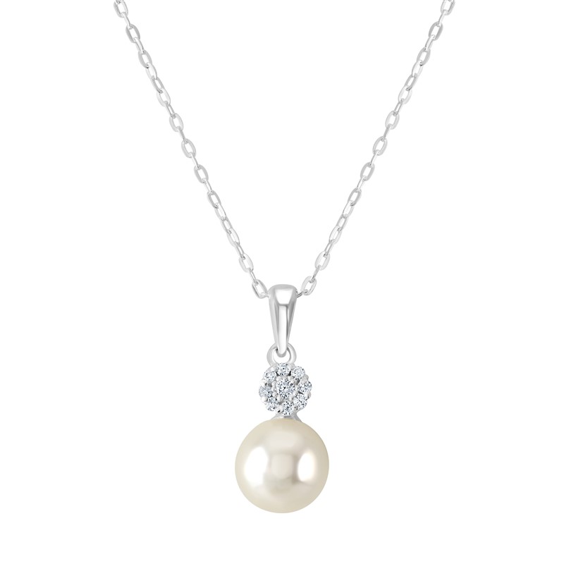 Pearl CZ Drop Necklace