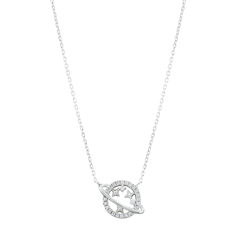 Sterling Silver Planet & Stars Necklace