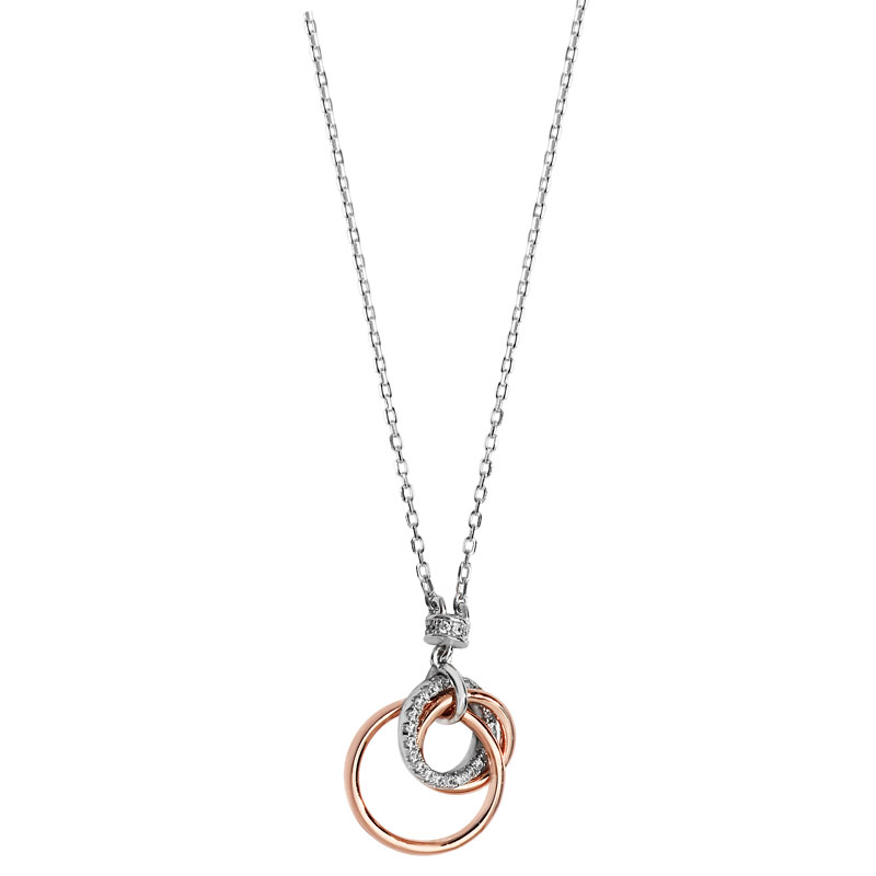 Two Tone Interlinking Cz Necklace