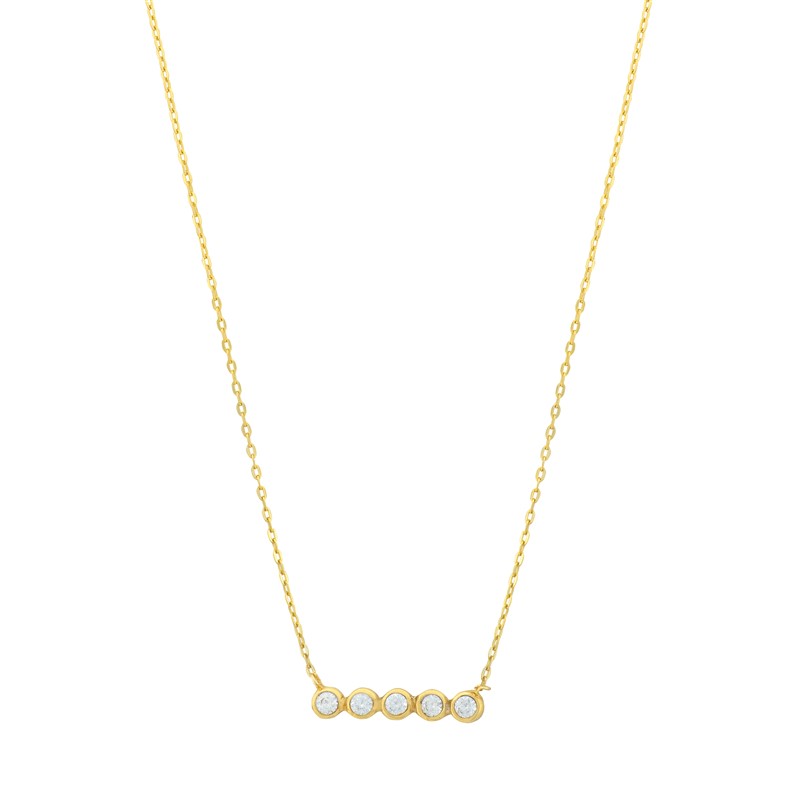 Gold Plated Five CZ Necklace
