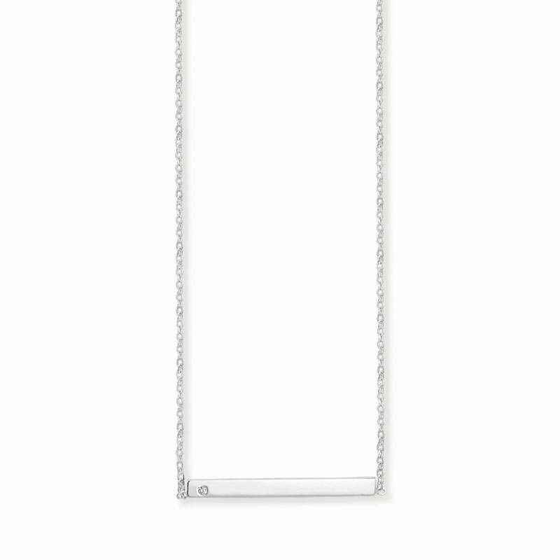 Silver Bar Necklace With CZ