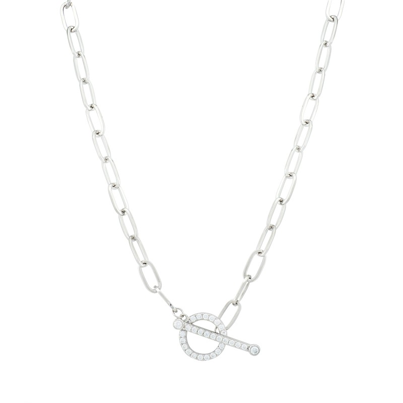 Silver T-Bar On Fine Curb Chain - Tilly Sveaas Jewellery