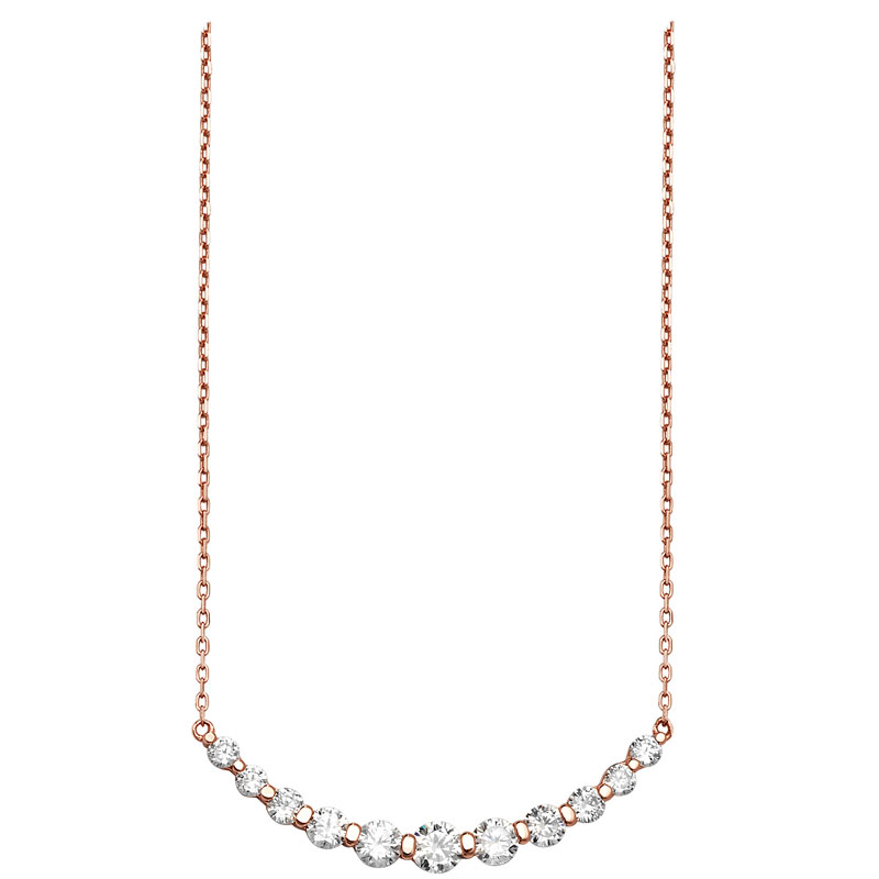 Rose Gold Curve CZ Necklace