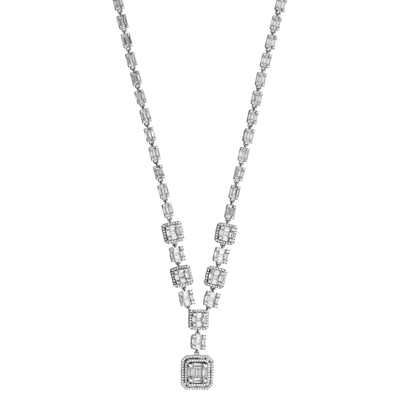 Silver Square Drop Necklace