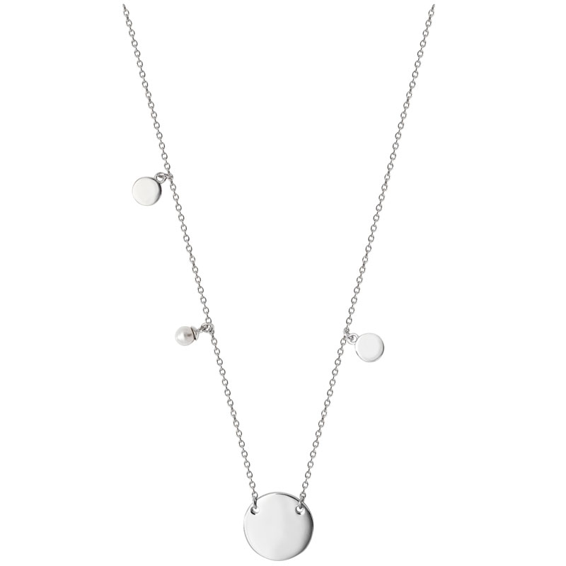 Circle Discs Necklace with Pearl