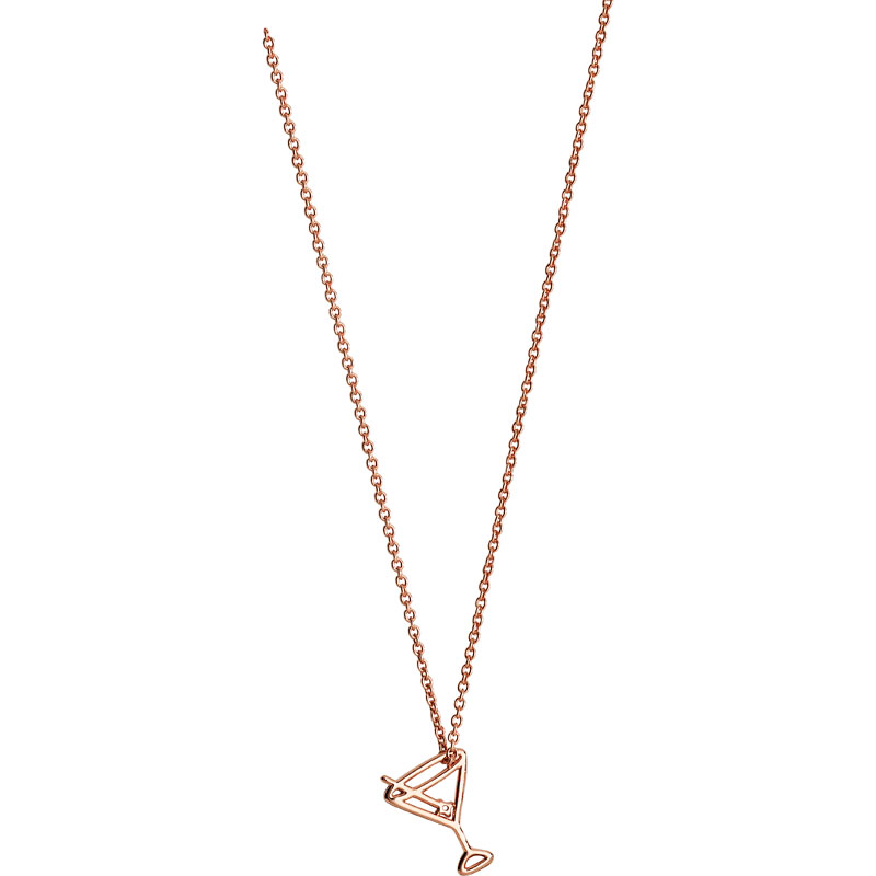 S/S Rose/Plated Cocktail Pendant On Chain