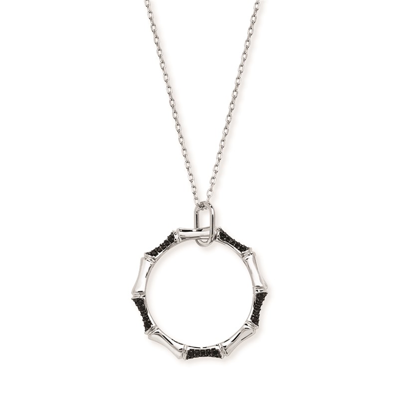 Silver & Black Circle Necklace