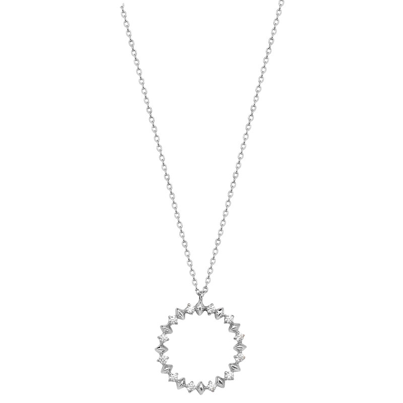 CZ Circle Spike Edged Necklace