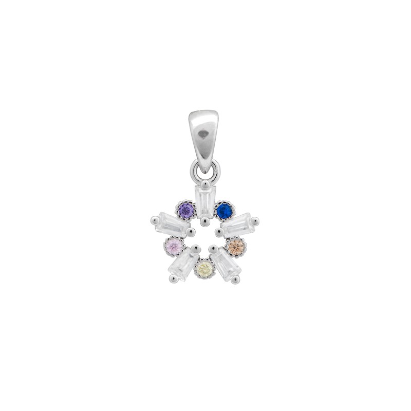 Multi Colour CZ Snowflake Pendant