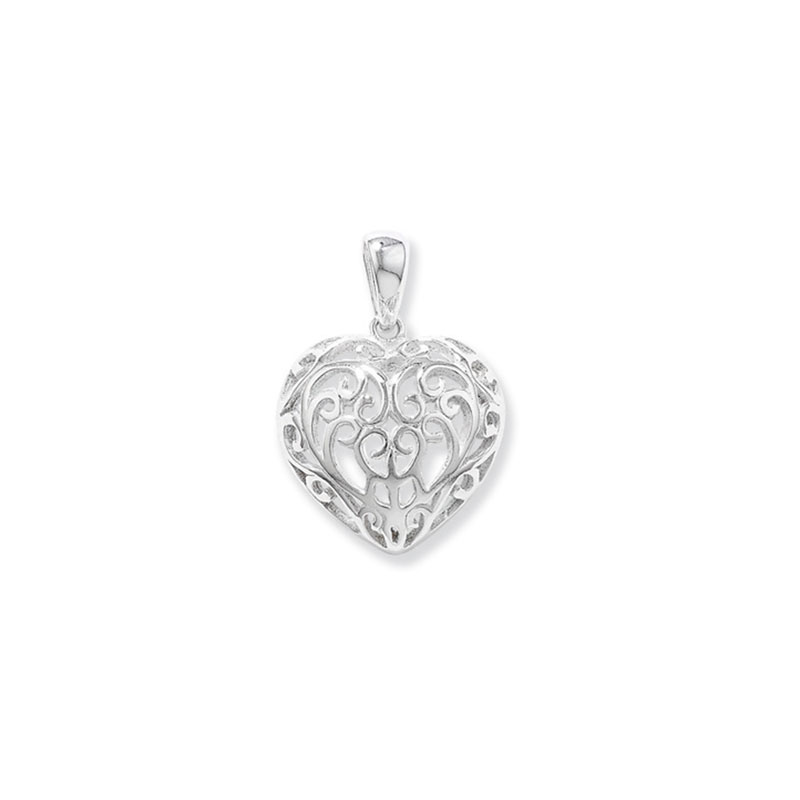 Silver Filagree Heart Pendant