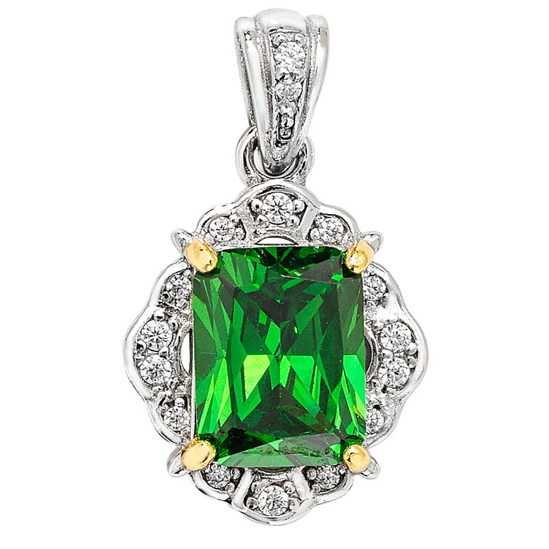 CZ Pendant with Green Center