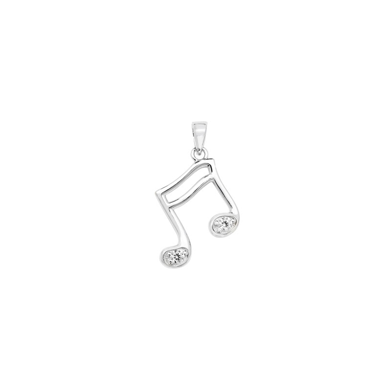 Silver CZ Musical Note Pendant