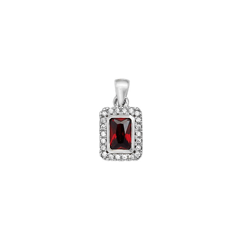 Rectangle CZ Garnet Pendant