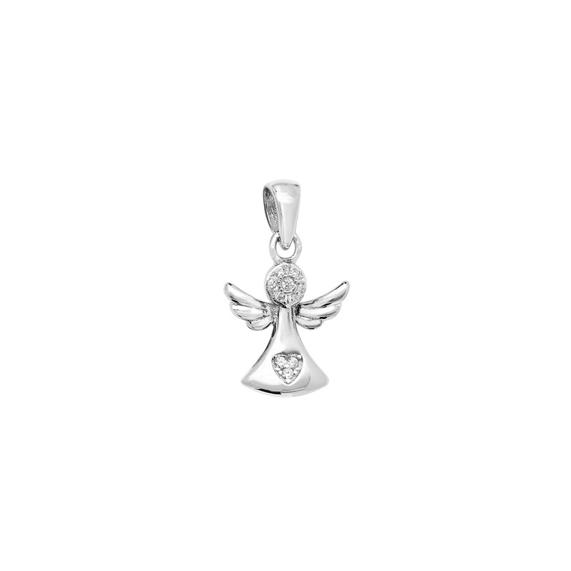 Angel Pendant With CZ Heart