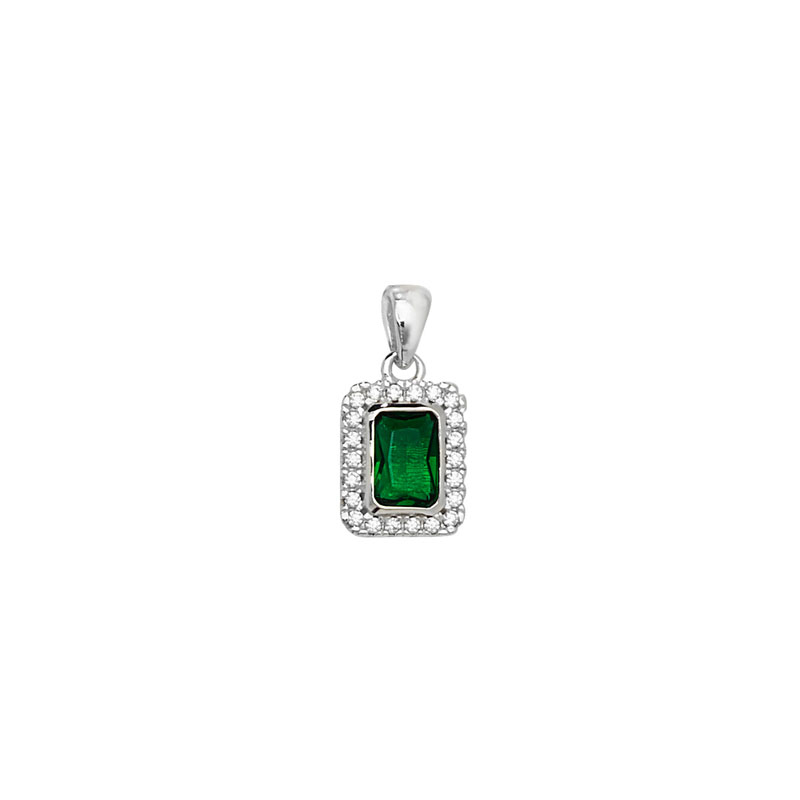 Green CZ Rectangle Pendant