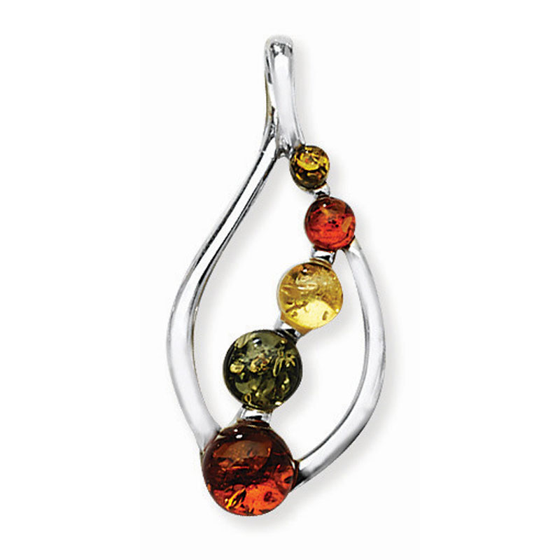 Silver & Amber Drop Pendant