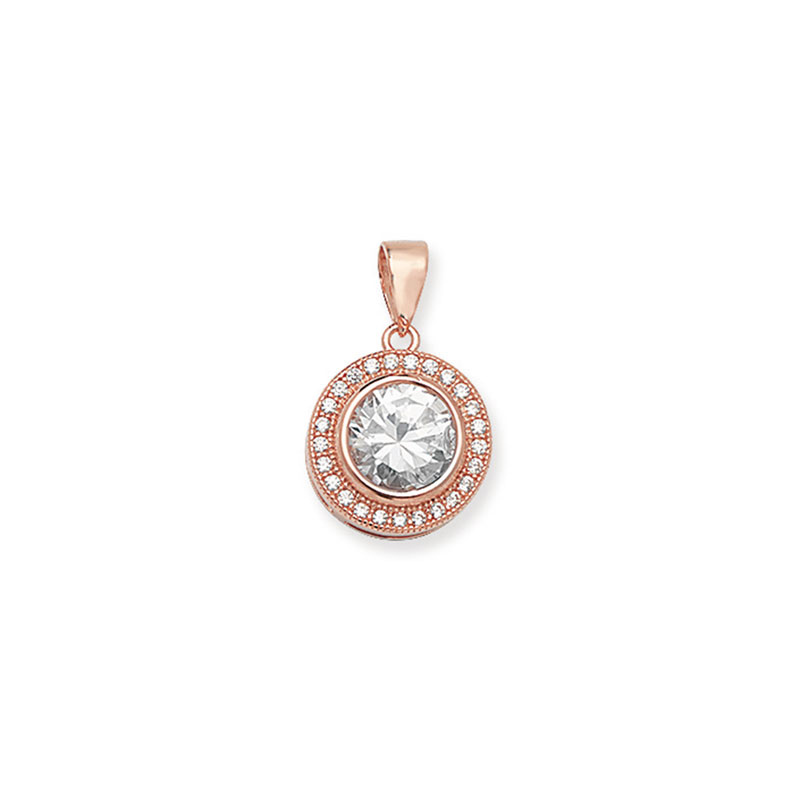 Rose Gold Round CZ Pendant