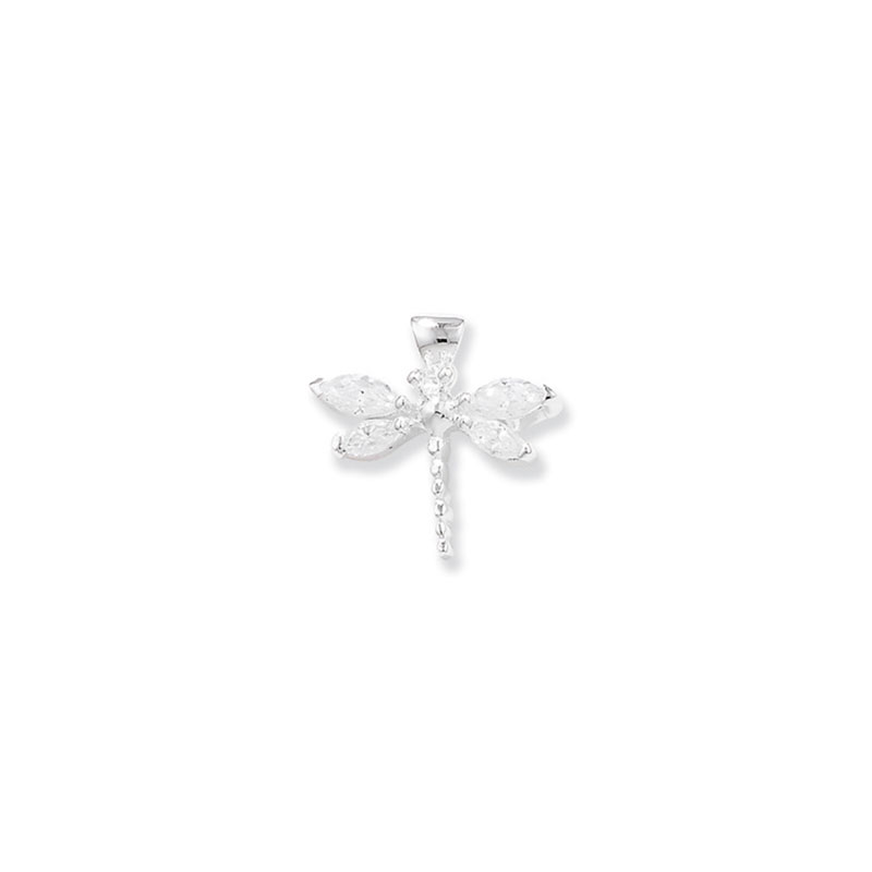 Silver CZ Dragonfly Pendant