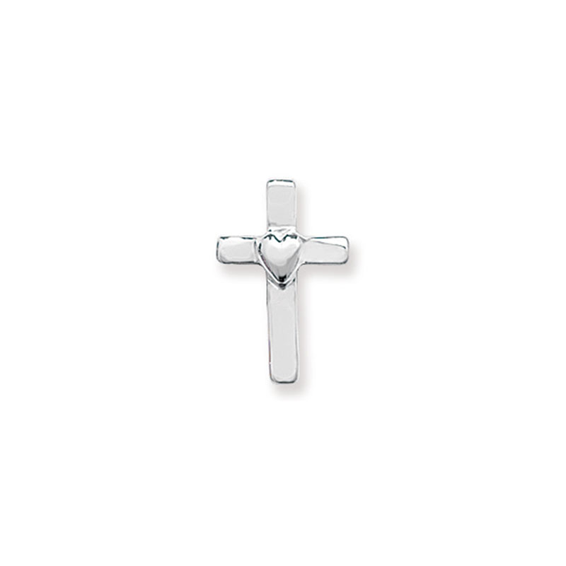 Plain Silver Cross With Heart