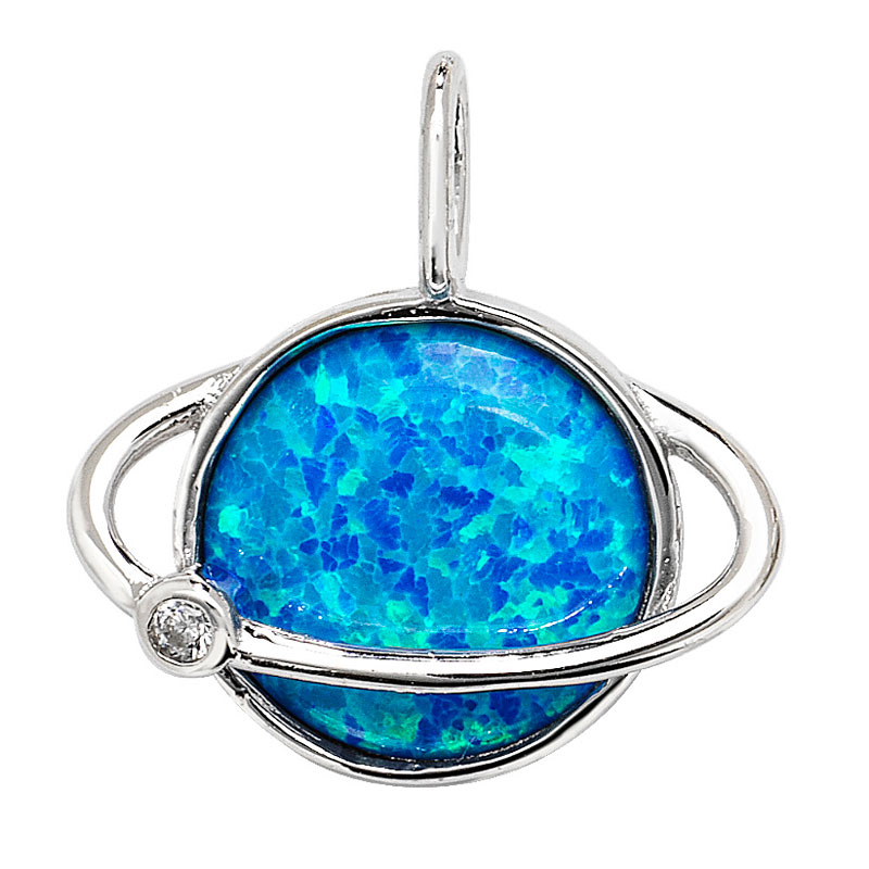 Blue Opal Saturn Pendant