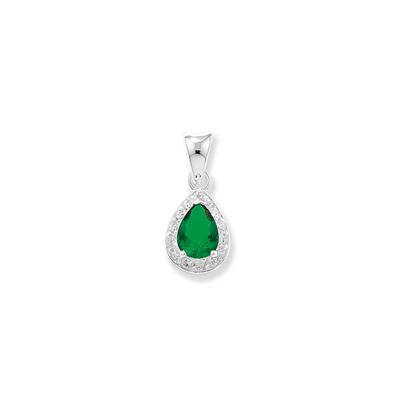 Silver Green CZ Pendant