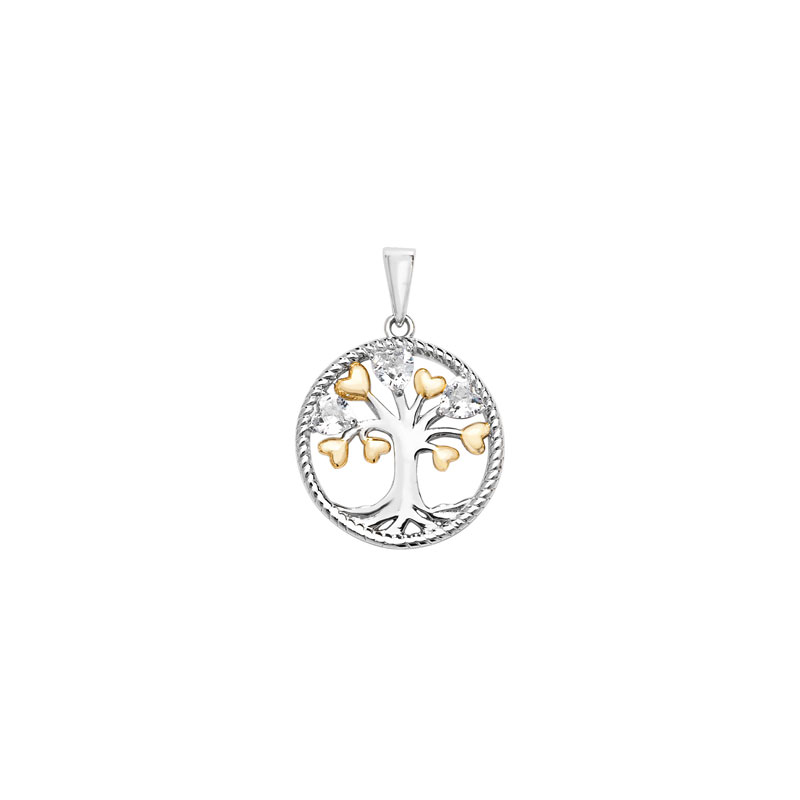 Two Tone Heart Tree Of Life Pendant