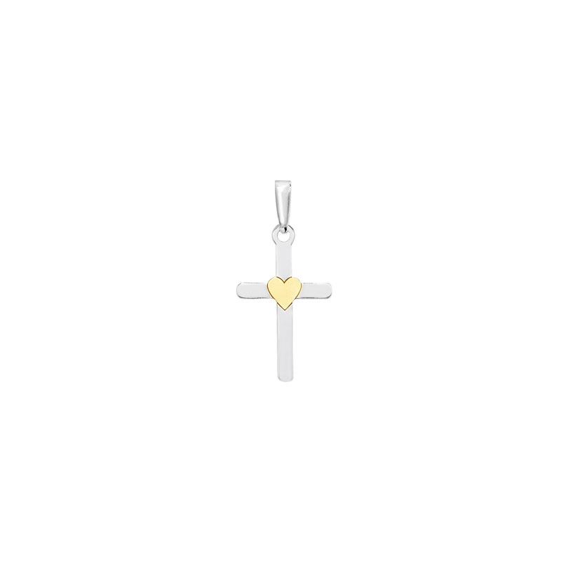 Cross With Gold Plated Heart Pendant