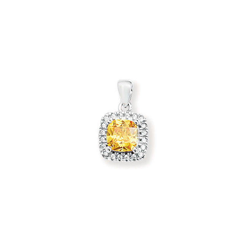 Silver Citrine CZ Pendant